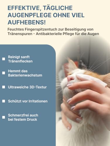 Tränenflecken Wipes Hund & Katze | Augenpflege Finger:Pads | 35 Stück