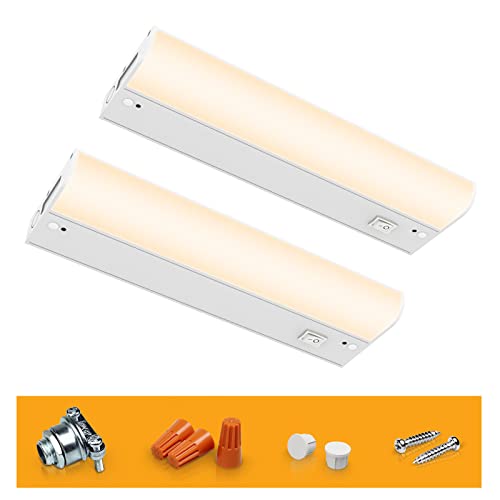 Hizashi 2 Pack 24inch LED Under Cabinet Lights Hardwired Only, 12W 850lm Direct Wire Under Cabinet Lighting, Dimmable, CRI＞90, ETL & Energy Star Certificated, Warm White 3000K, Warm White 30