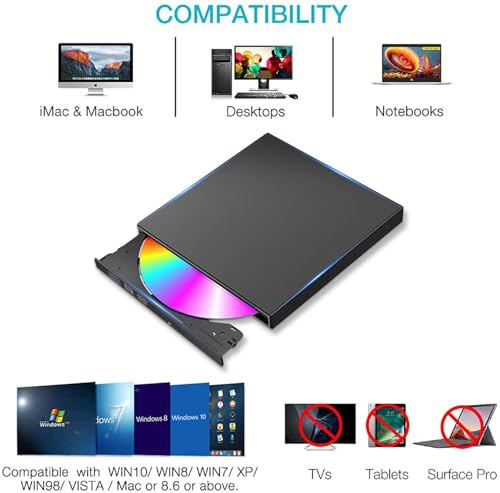Lectora Externa CD/DVD USB 2.0 Slim Negra miniatura 3
