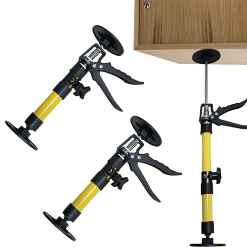 Puntales Extensibles, 2 Piezas 31 a 59 cm Puntales Telescopicos, Ajustable Soporte Telescópico, Capacidad de Carga 40 kg, para Instalar Estanterías y Estantes, Amarillo