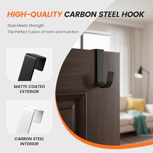 daqoupzi 5 Stück türhaken+ 10 Stück Filzgleiter,türhaken zum schwarz einhängen,kleiderhaken/handtuchhalter tür,innenseite,türgarderobe zum einhängen
