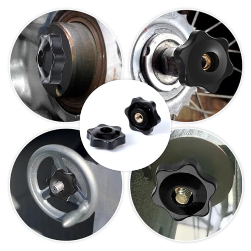 TIESOME 30 Stück Sterngriffmutter, M6 Sternknöpfe Innengewinde Sechskantkopf Sterngriffmutter Innengewinde Messing Schwarz Durchgangsknopf Klemmknöpfe Vorrichtungsknöpfe für Maschinen Anlagen Möbel