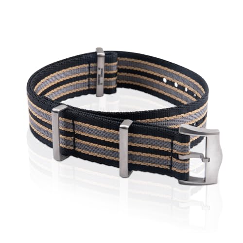 RORFFK Correa de lona de nailon de alta densidad de 19MM/20MM/21MM para Omega Seamaster 300 Speedmaster 007 AQUA TERRA 150 pulsera con hebilla de acero de titanio(19MM)