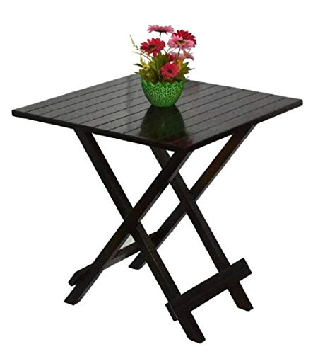 Image of MAMTA DECORATION Coffee Table Patio Garden and Outdoor Furniture Square Top Folding Table - Black, Standard