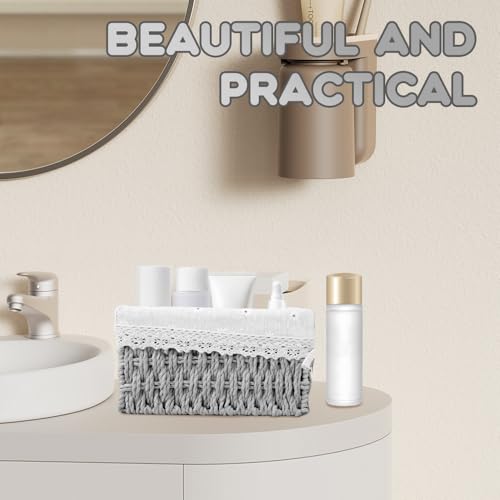 KiKiHong Woven Storage Baskets with Lids 3-Piece Set -Woven Storage Basket Boxes for Home Office, Bathroom & Bedroom | Boho Decor(Grey) - Cosy Home Interiors KiKiHong Woven Storage Baskets with Lids 3-Piece Set -Woven Storage Basket Boxes for Home Office, Bathroom & Bedroom | Boho Decor(Grey) - Image 3