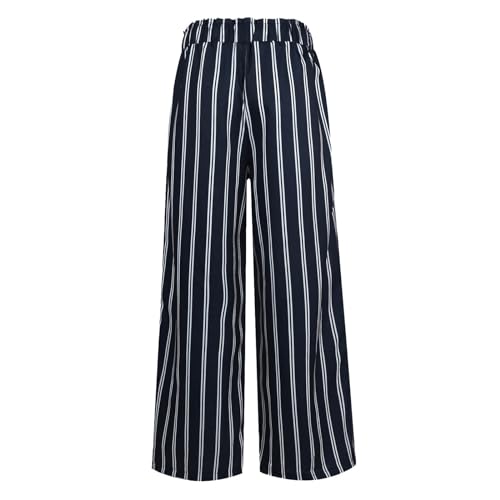 Women's Vintage Striped Print High Elastic Waist Wide Leg Beach Palazzo Pants Pockets Summer Caual Flowy Trousers3