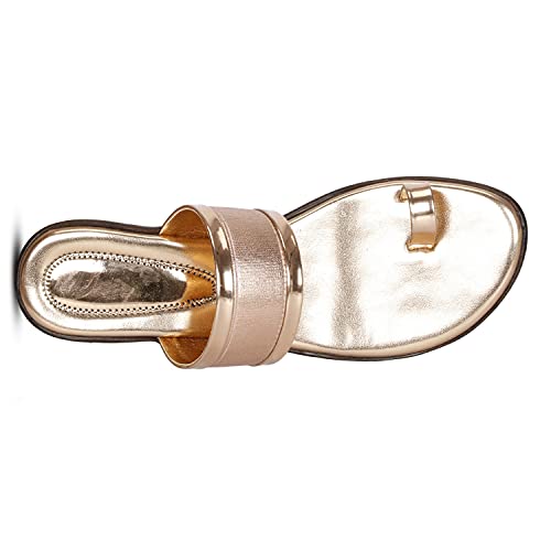 Image of Twins Shoes Women Rose Gold Wedges Heels Comfortable Women's Sandal - 2 Inch Heel Aghutha Pata Fashion Sandal