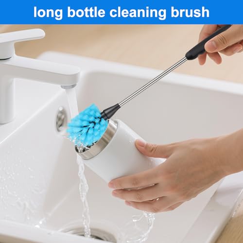 Image of Bottle Brush,15-inch Long, Bottle Brush Cleaner, Bottle Scrubber, Kitchen Scrub Brush Suitable for Water Bottles, Cups, Glasses, Baby Bottles, Wine Glasses, (1, Blue)