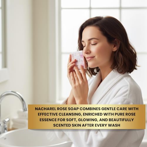 Image of Nacharel Rose Soap | Pure & Gentle Bathing Bar for Glowing Skin | Nourishing & Aromatic Soaps for Men & Women | Natural Cleansing Bar For Moisturising | Soap for All Skin Types | Pack Of 1