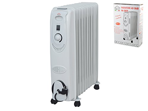 DCG Eltronic RA2809 Color blanco 2000W Radiador - Calefactor (Radiador, Aceite, Piso, Color blanco, Giratorio, 2000 W)