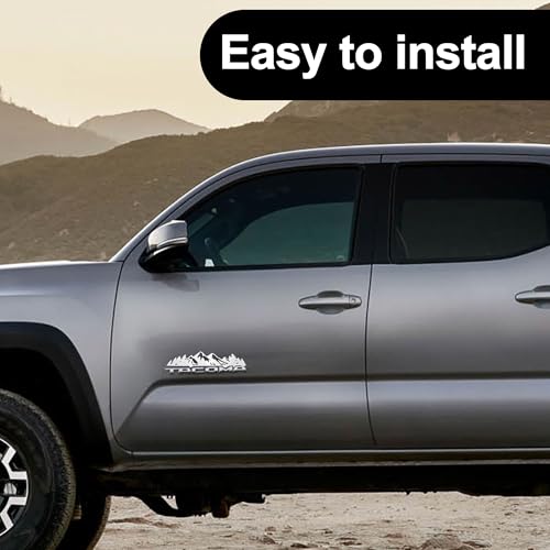 Image of Snow Mountain Tree Emblem for 2016-2023 Tacoma, 2 Pcs Snow Mountain Tree Graphic Logo Badge, Trunk Mountain Logo Emblem, Car Exterior Accessories (Silver Black)