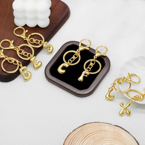 SKYFUN Gold Letter Keychain for Women Cute Small Initial Keychain Charms for Purses Bags Handbags Wallet Backpack Accessories, Gold A