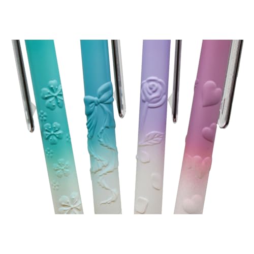 Set 8 bolígrafos florales retráctiles tinta negra miniatura 3