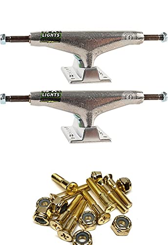 Thunder Trucks 148 Lights II Polished Skateboard Trucks - 5.5" Hanger 8.25" Axle with 1" Gangsta Gold Hardware - Bundle of 2 Items