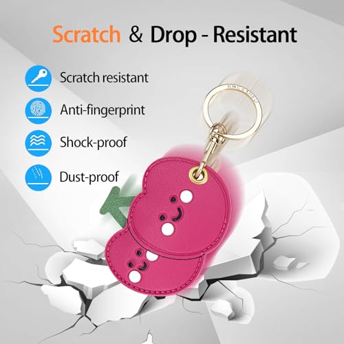 Image of Leather Keychain Case Holder Compatible with Apple AirTag, GPS Airtag Keychain Finder Tracker with Key Ring, Anti-Scratch Protective Air Tag Cover | Leather