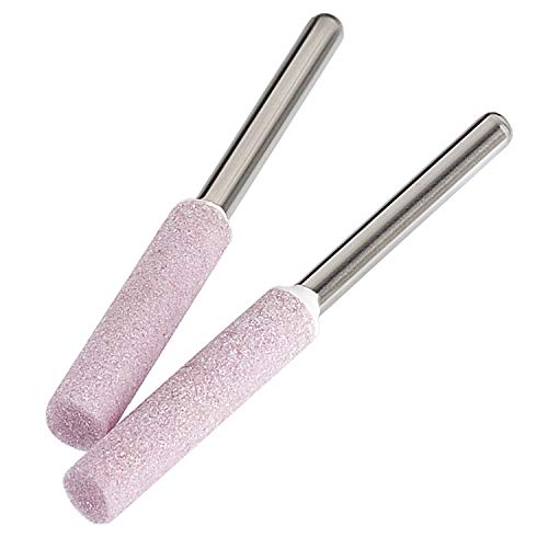 OIIKI 16 Pack Burr Grinding Stone File, Chainsaw Sharpener 3/16 Inch 5mm (Pink)