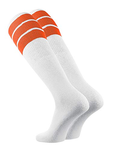 Image of TCK Retro Tube Socks with Stripes for Men & Women - 3 Stripe, 70's 80's Deadlift Socks