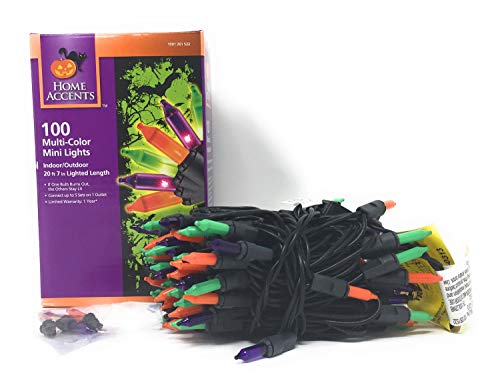 100 Ct Halloween String Light Set, Orange, Green, Purple, Black Cord #TOP1