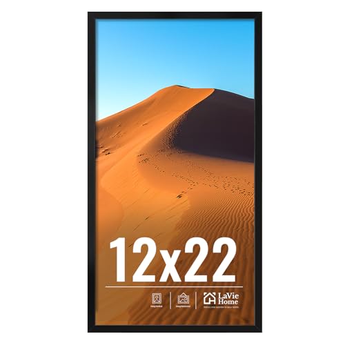 LaVie Home 12x22 Picture Frame for Wall Display, 12x22 Black Picture Frame with HD Plexiglas, 12 x 22 Photo Frame 1 Pack, Display Frame for Vertical or Horizontal, Classic Collection