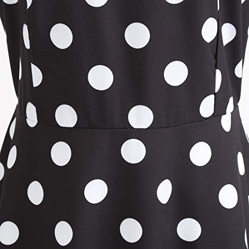 IDOPIP Women's Vintage 1950s Retro Rockabilly Audrey Dress Polka Dot Sleeveless Cocktail Evening Party Swing Dress with Belt - Image 7