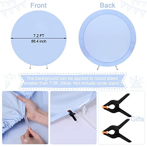 Image of Blue Round Backdrop Cover 7.2ft Blue Circle Arch Cover Birthday Photography Background for Party Baby Shower Wedding Decorations