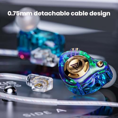 Image of Concept Kart QKZ AK6 Lucky in-Ear Monitor Wired Earphones with HD Mic, 11mm Dynamic Driver, 3 Tuning Switches, Detachable 2-Pin OFC Cable, Wired IEM with 3.5mm Jack for Music, Gaming & Calls (Cyan)