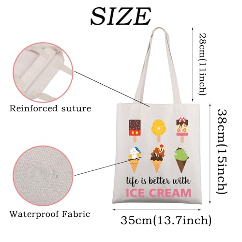 WSNANG Mouse Snack Shoulder Bag Life Is Better With Ice Cream Canvas Tote Bag Ice Cream Lover Gift Snack Lover Gift3
