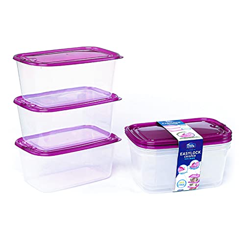 EASYLOCK 6 Stück 2000 ml wiederverwendbare Lebensmittelbehälter zum Aufstecken mit Deckelöffnungen, luftdichte Mahlzeitenvorbereitungsbehälter, mikrowellen- und gefriergeeignet, spülmaschinenfest Cover