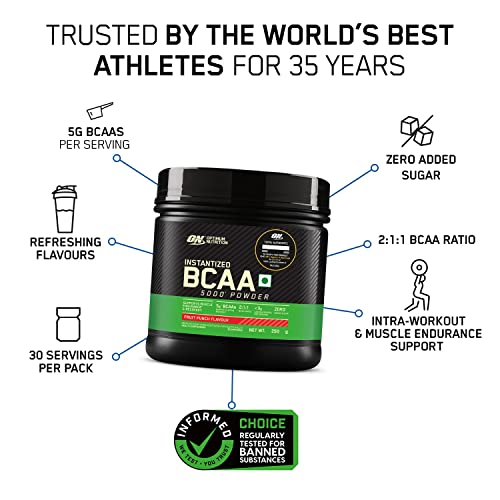Image of Optimum Nutrition (ON) Micronized Creatine Powder - 250 Gram, Unflavored & ON BCAA, 30 servings (250gm, Fruit Punch) & ON Pre-Workout- 142.5g /15 single serve packs (Fruit Punch Flavor) (Combo)