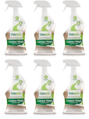 OdoBan Ready-to-Use Luxury Vinyl Floor Cleaner, Streak Free and Neutral PH Formula, Made in the USA, Scentless, 32 Oz Spray 6-Pack