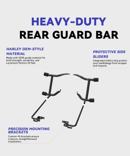 Guardia trasera para alforjas y barra antivuelco compatible con Harley Touring Road Glide, Street Glide, Electra Glide, Road King y CVO (2014-2025), acabado negro mate miniatura 6
