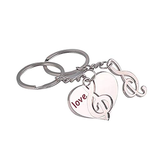 Preisvergleich Produktbild Scrox 1x Schlüsselbund Paar Kreative Schlüsselanhänger Paar Keychain Musik Symbol Schlüsselanhänger Freundin Geschenk,Silber