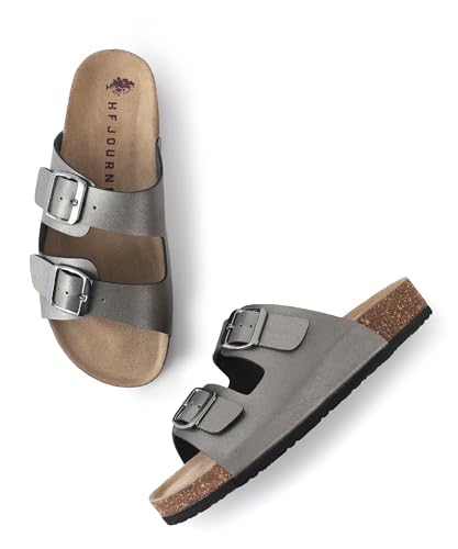 Image of HF JOURNEY Women's Cork Footbed Sandal,Slip On Entry,(Size 36-41) PU, Casual Lounging Slipper, EVA Sole, Flat Heel, Amelia 2.0