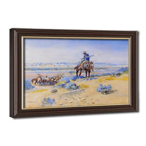 Impression sur toile Changing Horses par Charles M Russell cadre suspendu bureau 20x30 cm