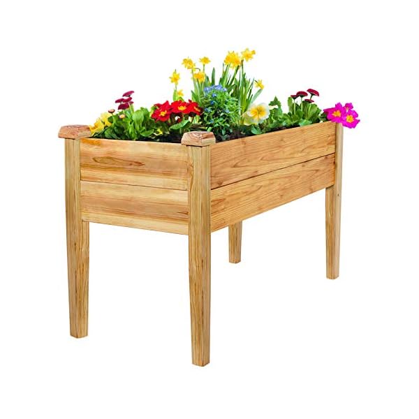 Elevated Wood Raised Garden Bed Kit Planter Box Stand for Backyard, Patio, Naturally Rot-Resistant, 4x2x2.5ft