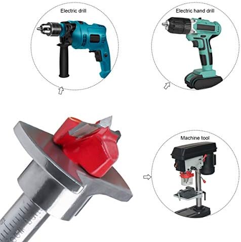 flintronic Forstner Drill Bit, 15mm Adjustable Positioning Drill Bit Set, Cemented Carbide Woodworking Hole Saw with Depth Stoper (Depth Range 10~40mm) Making Wood Hole Quickly&Precisely