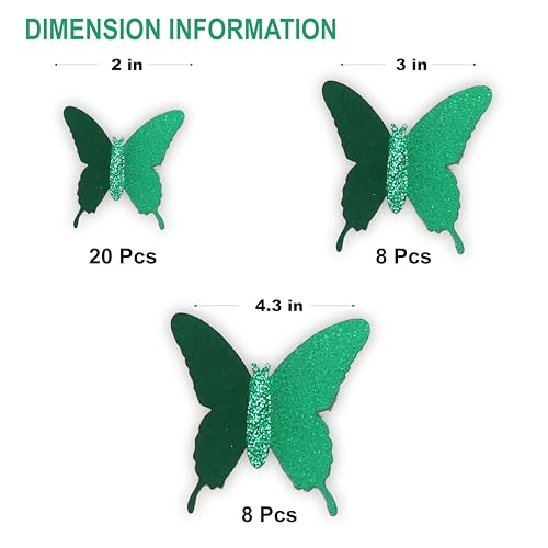 Vinilos Decorativos 3D Mariposas Glitter Verde Oscuro miniatura 6