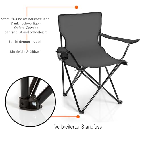 BigDean Campingtisch mit Stühlen dunkelgrau - Camping Tisch Stuhl Set Camping Stühle Campingstühle Campingstühle faltbar Campingmöbel Set – Bild 5