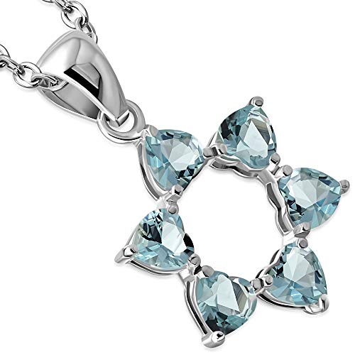 My Daily Styles 925 Sterling Silver Heart Shaped CZ Star of David Pendant Necklace