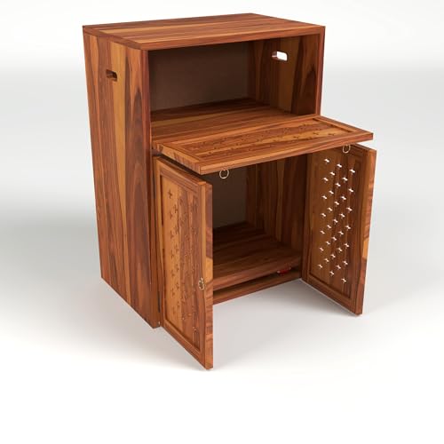 Image of Solid Wooden Inverter Battery Cabinet | Single Battery Box | Wooden Inverter Battery Cabinet | Battery Box | Sheesham Wood, Standard (Natural Finish)