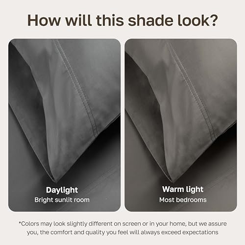 Image of California Design Den - Luxury Full Size Sheet Set - 100% Cotton, 600 Thread Count Deep Pocket Full Size Bed Sheets, Sateen Weave - Mist Grey