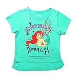 Disney Princess Little Mermaid Girl's Birthday Blouse Tee Shirt, Scoop Neck, Aqua, Size 6X