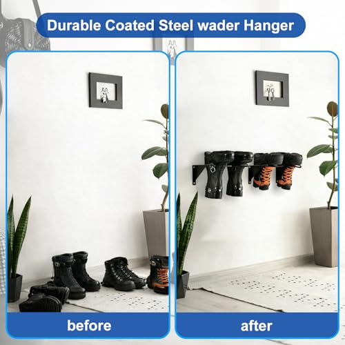Image of Zonon Wader Hangers Durable Coated Steel Boot Rack Wall Mounted Boot Holder Organizer for Drying Storing Hunting Chest Waders Outdoor Gear Cowboy Shoes Storage Garage Entryway