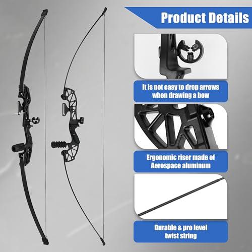 Northspoor 40Lb Archery Recurve Bows Set,Takedown Hunting Recurve Bow Metal Grip Black Longbow With 12 Arrows(Right Hand) thumb #3
