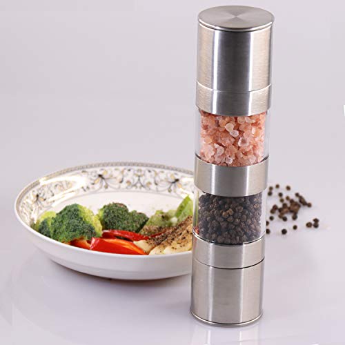 2 In 1 Dual Zout en Peper Grinder Set, RVS Zout Grinder met Verstelbare Keramische Rotor, Zout Mill en Peper Mill Shaker… - Image 5
