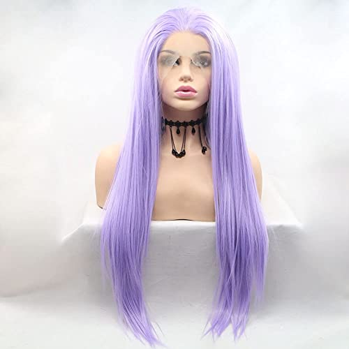 Perruque violette Karissa en dentelle frontale longue et raide