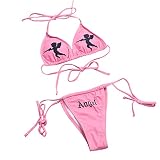Guccou Women Gothic Bikini Swimsuit Set Y2K Cute Micro Bra Thong Bikini Set Two Piece Goth Skull Swi