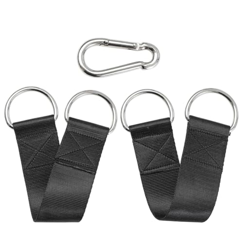 BHIPKOT 2 Piezas Hamaca Adjunto, Árbol Columpio Correa Suspensión, Nylon Portátil Columpio Kit Resistente al Desgarro con 2 mosquetones y 2 anillos D