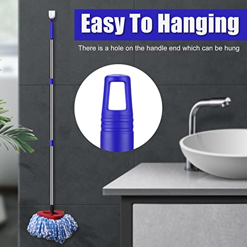 Spin Mop Replacement Handle - Crthl 4-Section 2.5-To-5 Foot Mop Replacement Stick Compatible With Triangle Spin Mop Base, Easywring Mop Refills For Floor Cleaning (Blue, 4-Section, Mop Handle) #TOP5