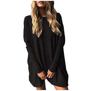 Odosalii Womens Oversized Batwing Baggy lange mouw Pullover Jumper Casual Tops Blouse T-Shirt